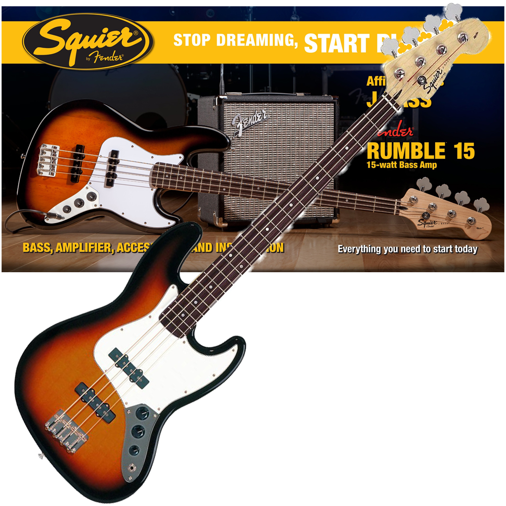 Squier Affinity J Bass Pack Brown Sunburst Squier Bass Guitars