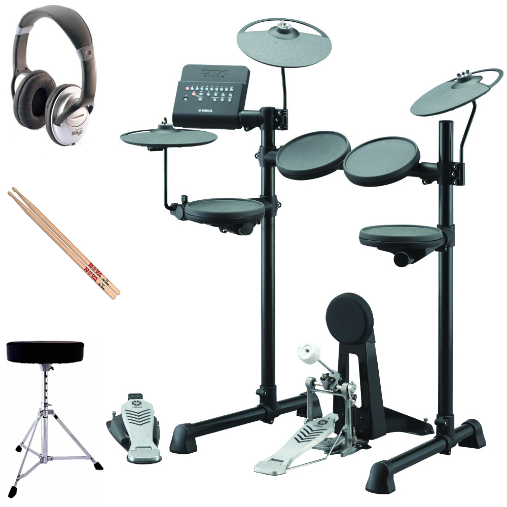 Yamaha DTX430K Electronic Drumkit with throne headphones and sticks