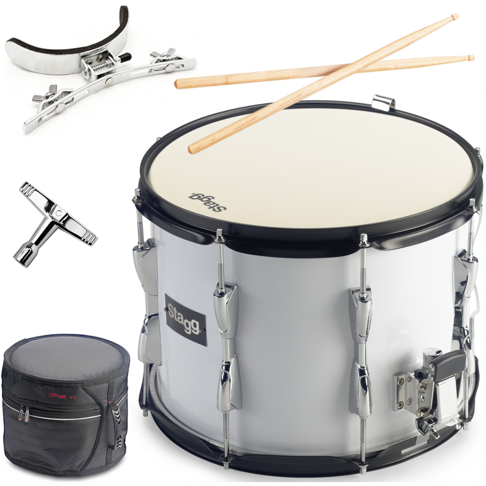 Marching Snare Drum UK Stagg Bundle Case, Leg Rest And Sling